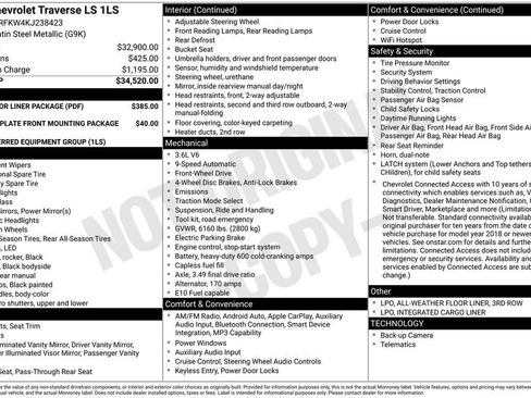 Used 2019 Chevrolet Traverse LS w/ LPO, Floor Liner Package FWD image 40