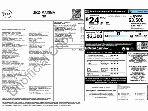 Used 2023 Nissan Maxima SR w/ Sport Mat Group image 2