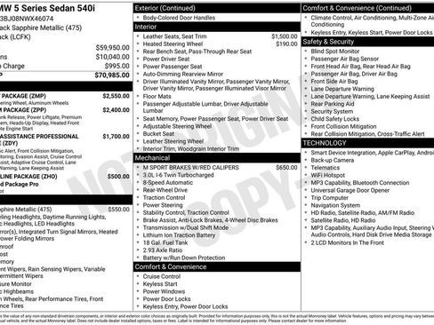 Used 2022 BMW 540i w/ M Sport Package RWD image 6