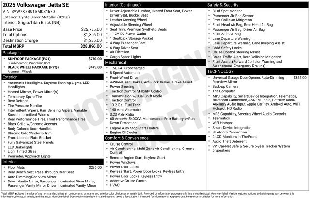 Used 2025 Volkswagen Jetta SE w/ Sunroof Package FWD image 15
