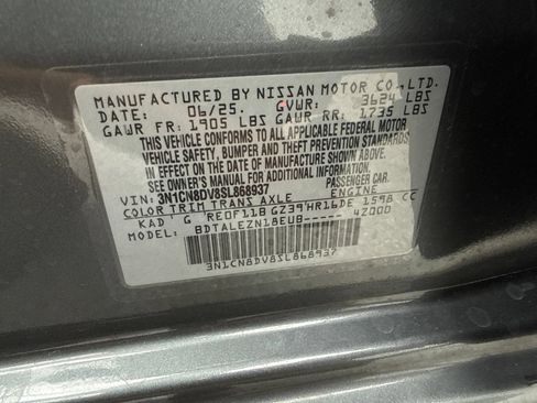 Used 2025 Nissan Versa S w/ Trunk Package FWD image 51