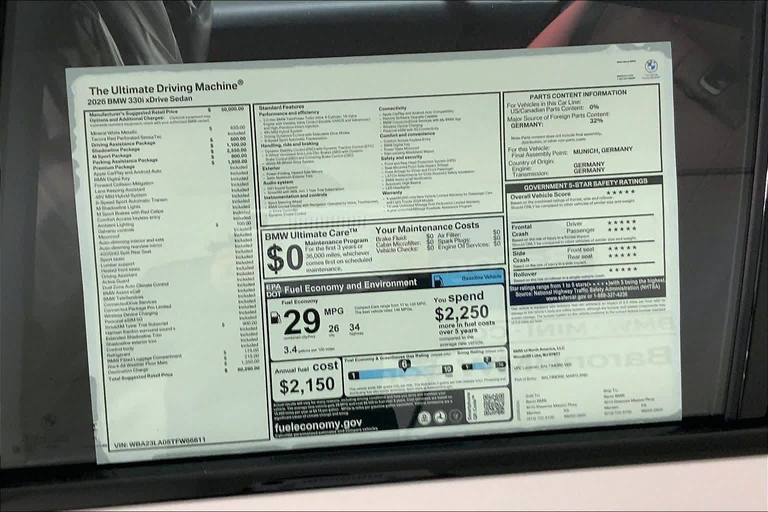 New 2026 BMW 330i xDrive Sedan w/ M Sport Package AWD/4WD image 18