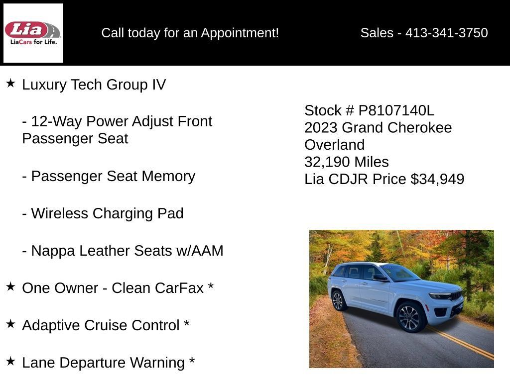 Certified 2023 Jeep Grand Cherokee Overland w/ Luxury Tech Group IV AWD/4WD image 11