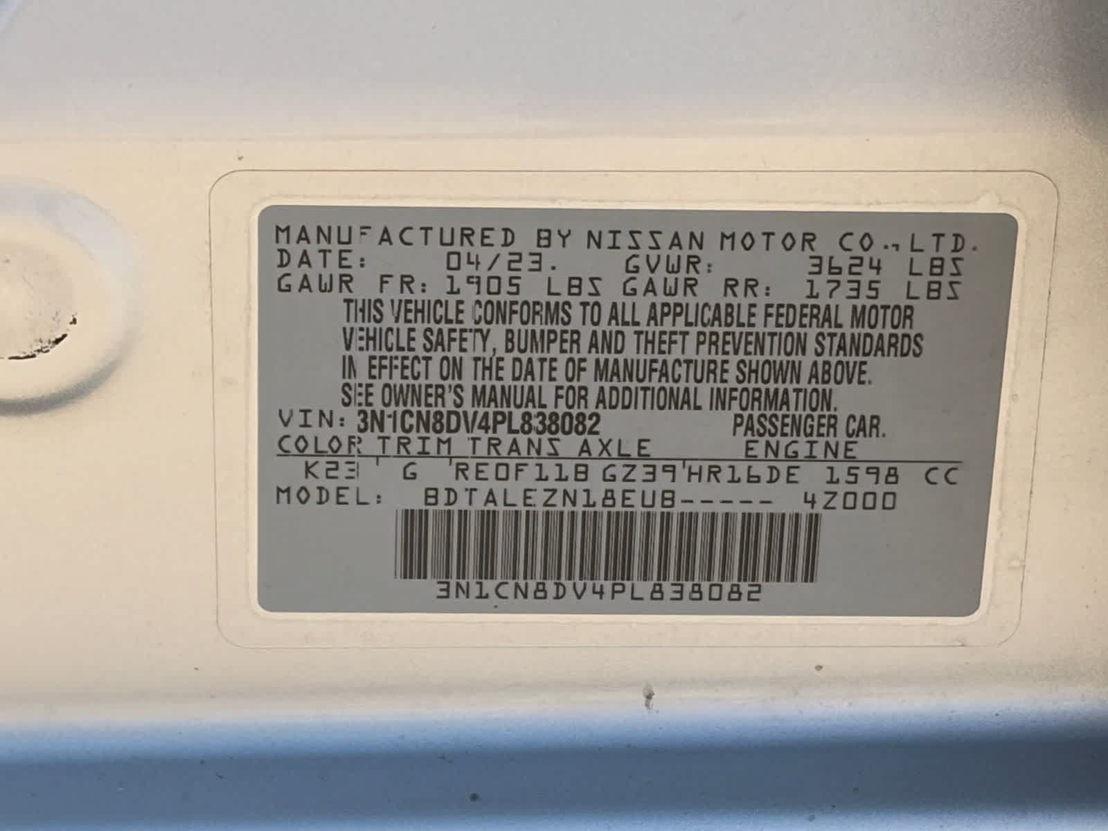 Certified 2023 Nissan Versa S w/ Trunk Package FWD image 33