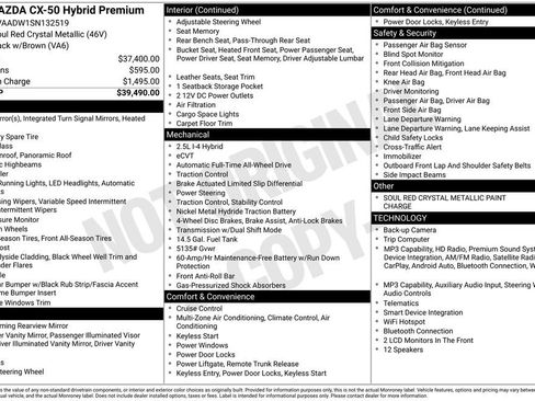 Used 2025 MAZDA CX-50 AWD 2.5 Hybrid w/ Premium Pkg image 2