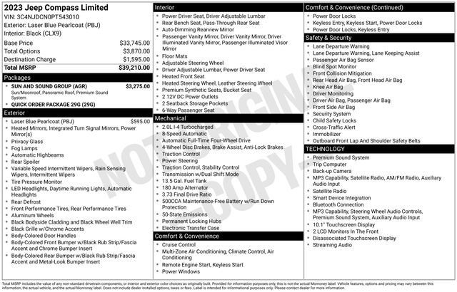 Used 2023 Jeep Compass Limited w/ Sun and Sound Group AWD/4WD image 14