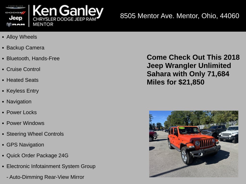 Used 2018 Jeep Wrangler Unlimited Sahara w/ Dual Top Group AWD/4WD image 5