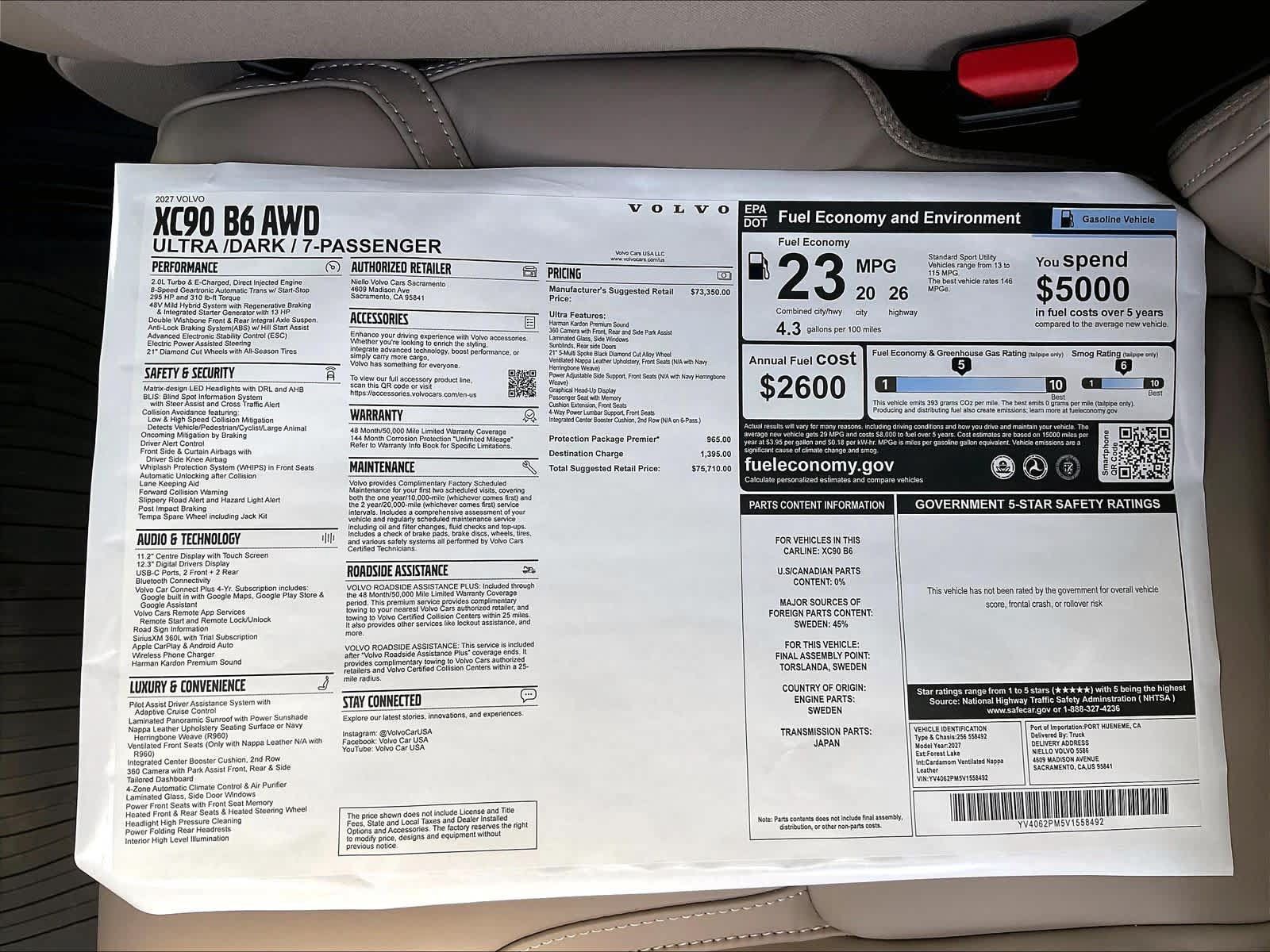 New 2027 Volvo XC90 B6 Ultra AWD/4WD image 37