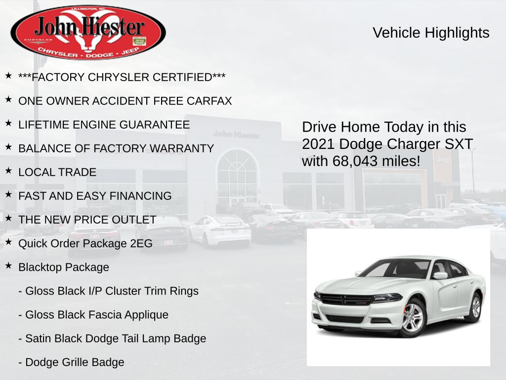 Certified 2021 Dodge Charger SXT w/ Blacktop Package RWD image 3