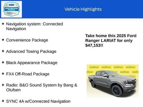 Certified 2025 Ford Ranger Lariat w/ FX4 Off-Road Package image 10