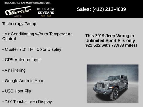 Used 2019 Jeep Wrangler Unlimited Sport S image 5