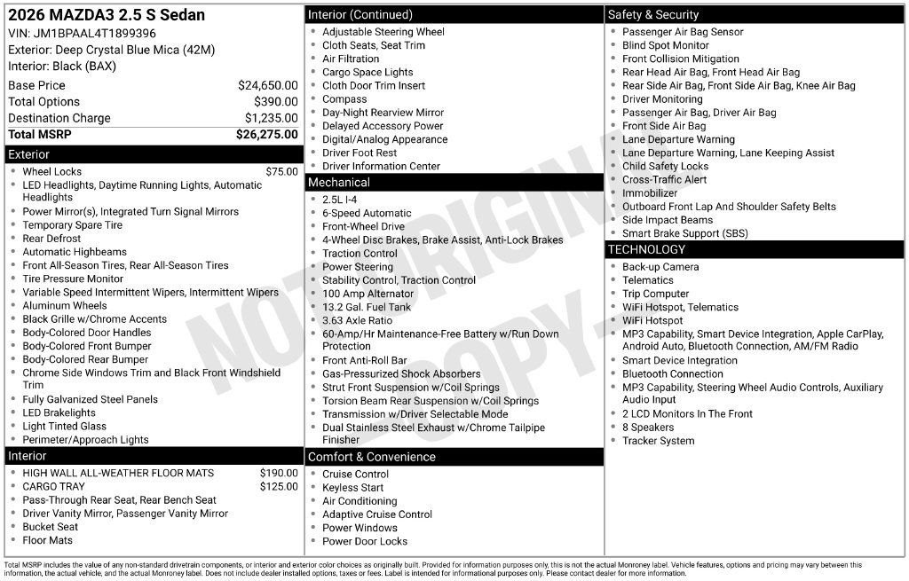 New 2026 MAZDA MAZDA3 s FWD image 2