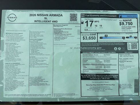 New 2026 Nissan Armada SL w/ Captain's Chari Seat Package AWD/4WD image 6