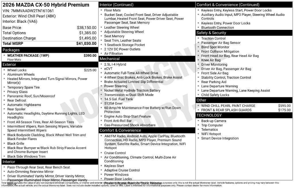 Used 2026 MAZDA CX-50 AWD 2.5 Hybrid w/ Weather Package image 3
