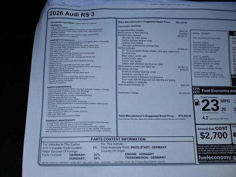 New 2026 Audi RS 3 AWD/4WD image 28
