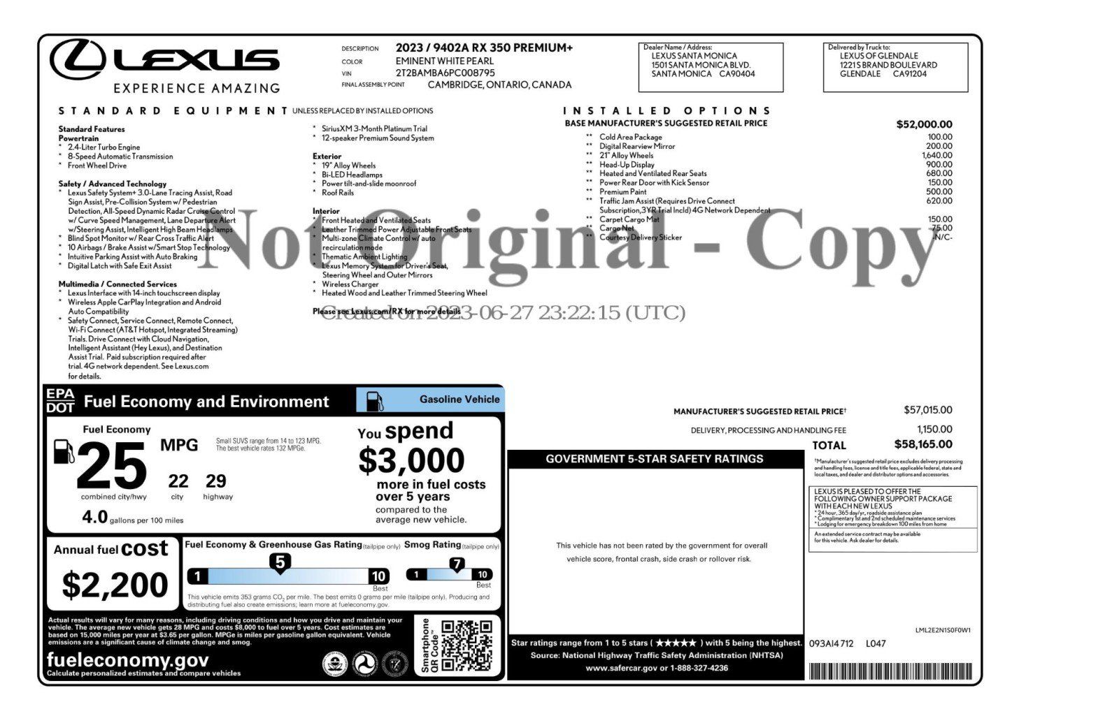 Used 2023 Lexus RX 350 Premium Plus w/ Cold Area Package FWD image 57
