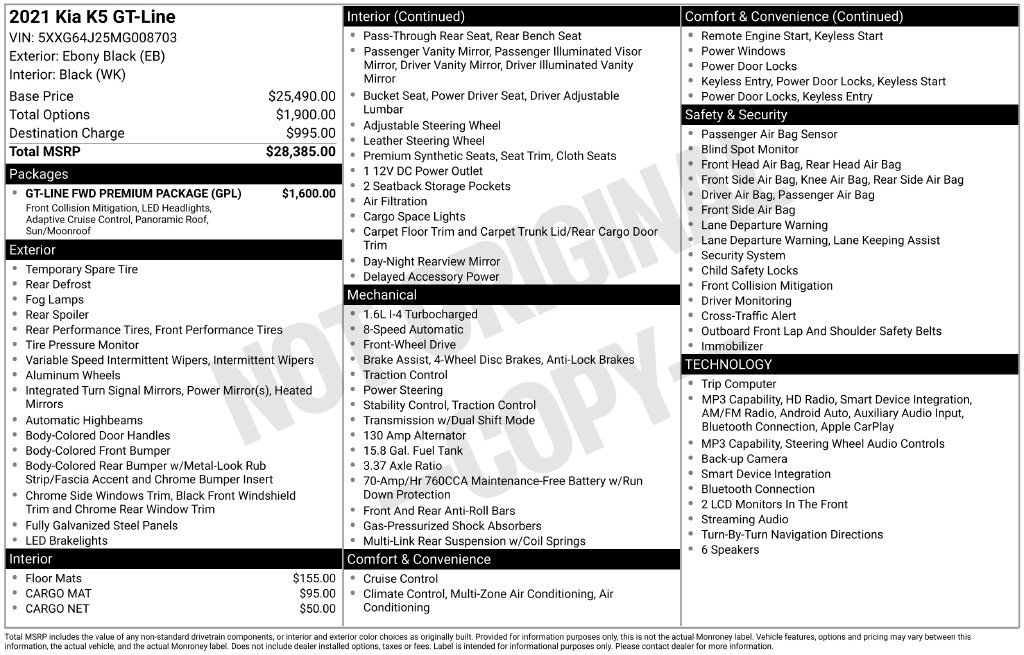 Used 2021 Kia K5 GT-Line w/ GT-Line FWD Premium Package image 25
