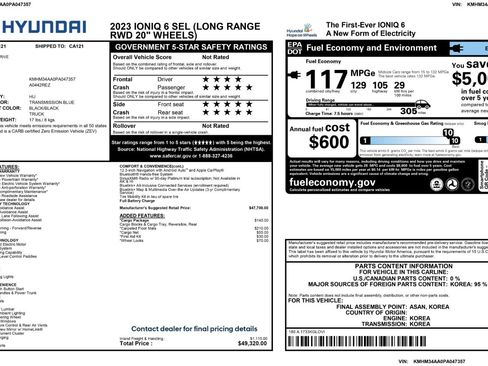 Used 2023 Hyundai Ioniq 6 SEL w/ Cargo Package image 54