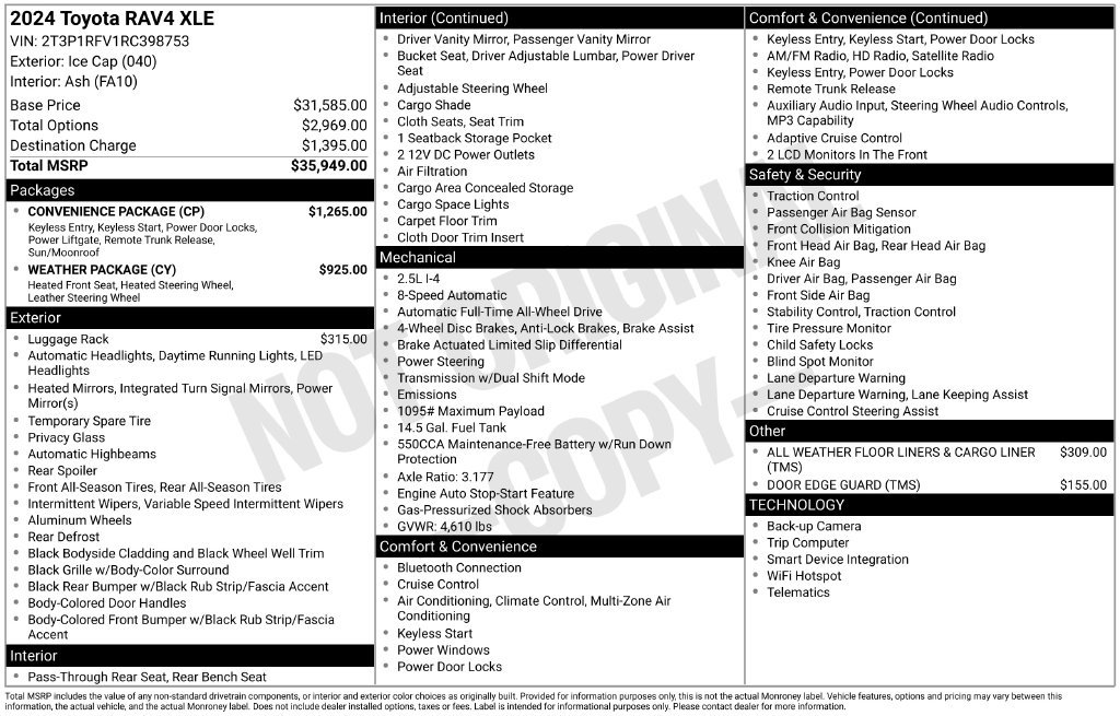 Certified 2024 Toyota RAV4 XLE w/ Convenience Package AWD/4WD image 7