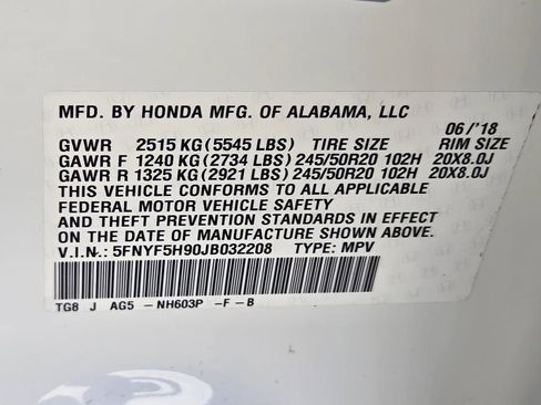 Certified 2018 Honda Pilot Touring image 34