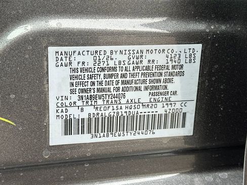 New 2026 Nissan Sentra SL w/ Floor Mat Package FWD image 27