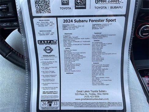 Certified 2024 Subaru Forester Sport image 28