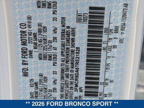 New 2026 Ford Bronco Sport Badlands w/ Badlands Tech Package AWD/4WD image 22