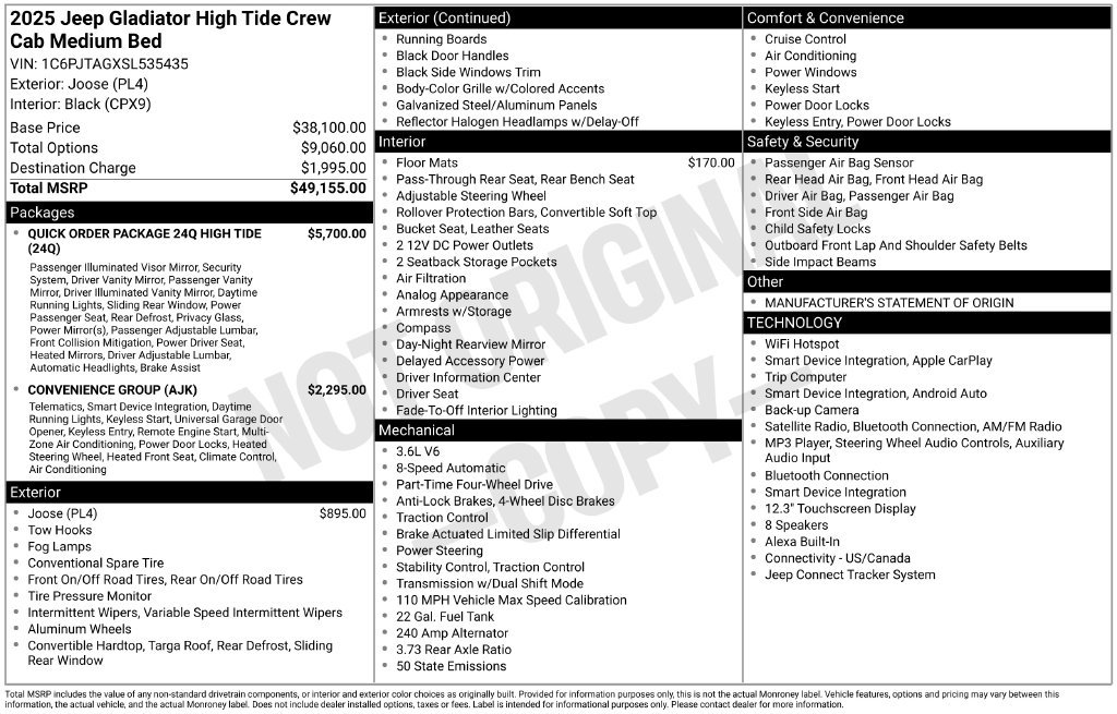 Certified 2025 Jeep Gladiator Sport AWD/4WD image 49
