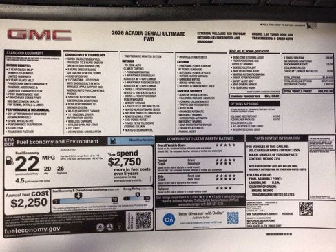 Used 2026 GMC Acadia Denali Ultimate w/ LPO, Floor Liner Package FWD image 37