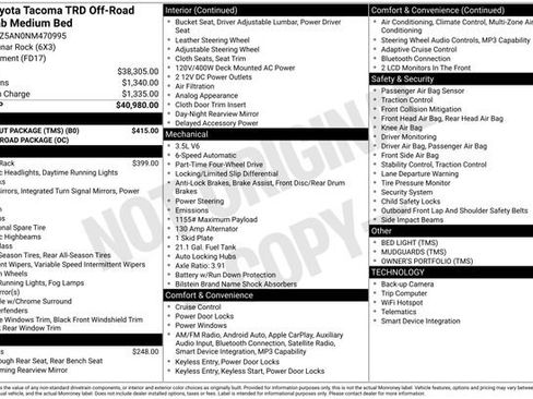 Used 2022 Toyota Tacoma TRD Off-Road w/ Black Out Package (TMS) AWD/4WD image 32