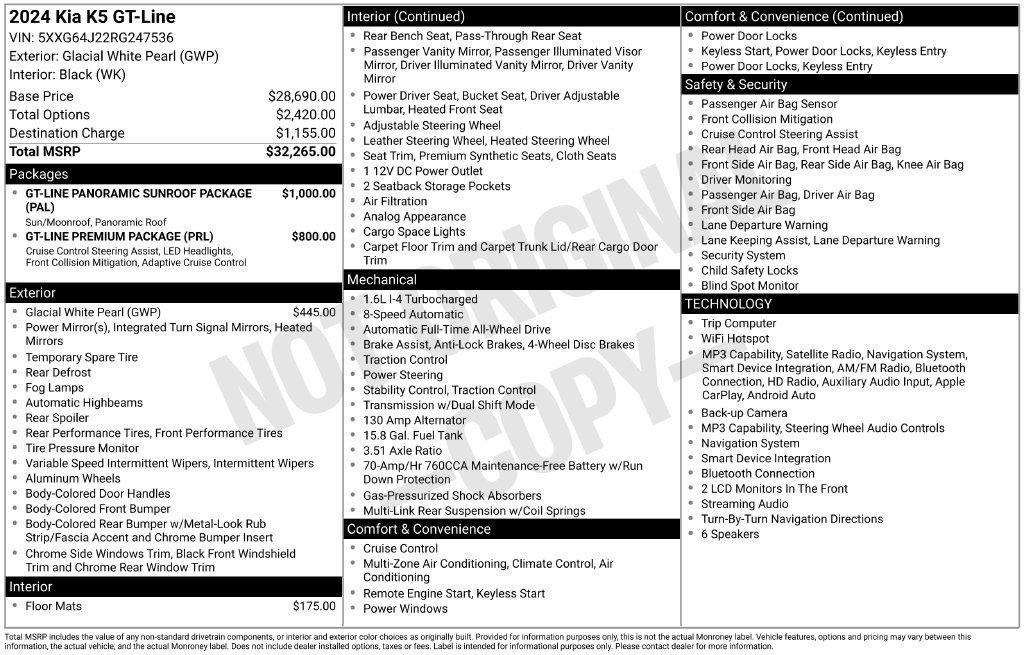 Certified 2024 Kia K5 GT-Line AWD/4WD image 7