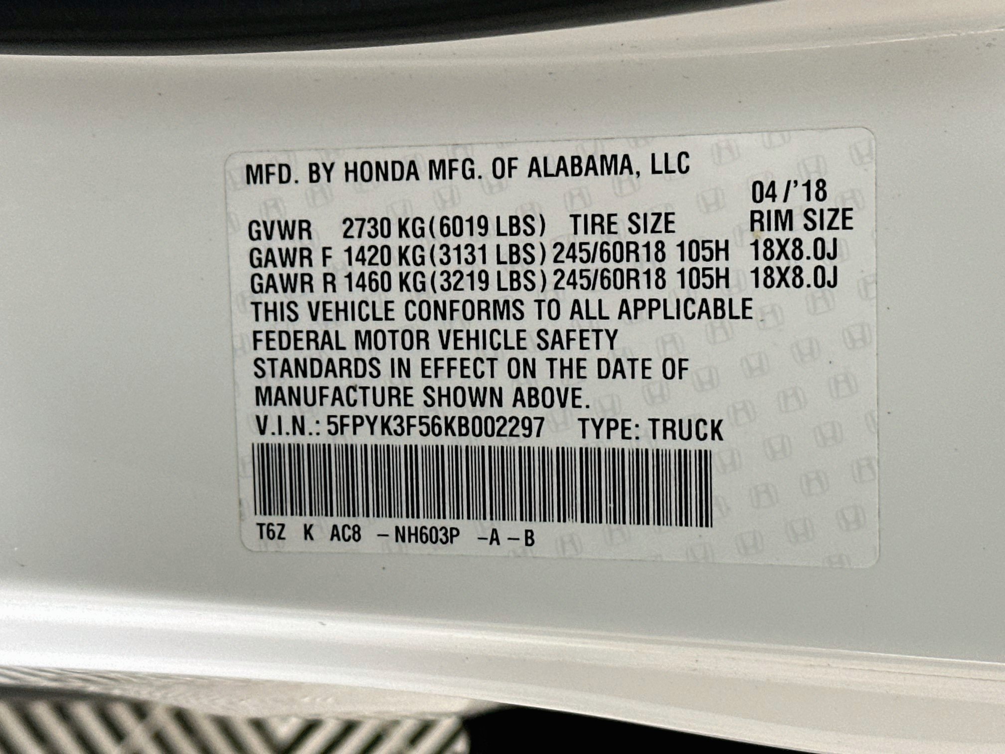 Certified 2019 Honda Ridgeline RTL image 29