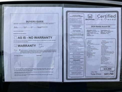 Certified 2024 Honda Accord EX image 37