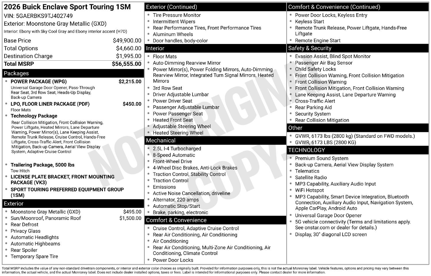 New 2026 Buick Enclave Sport Touring w/ Power Package FWD image 15