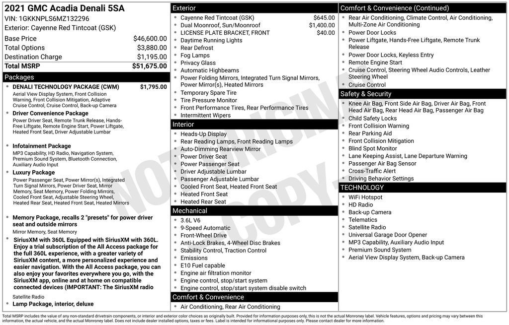 Used 2021 GMC Acadia Denali w/ Denali Technology Package FWD image 38