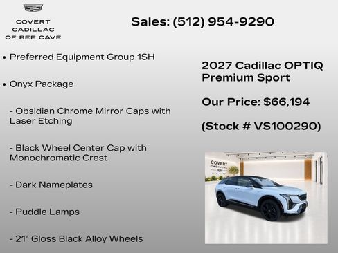 New 2027 Cadillac Optiq Premium Sport w/ LPO, ONYX Package AWD/4WD image 7
