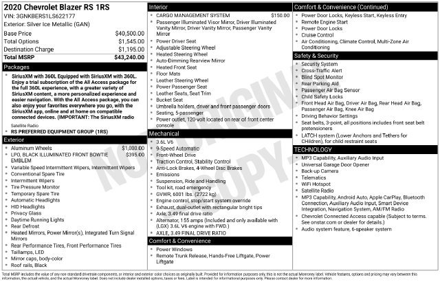 Used 2020 Chevrolet Blazer RS FWD image 17
