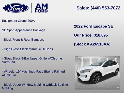 Used 2022 Ford Escape SE w/ SE Sport Appearance Package AWD/4WD image 6