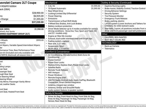 Used 2023 Chevrolet Camaro LT w/ RS Package RWD image 52