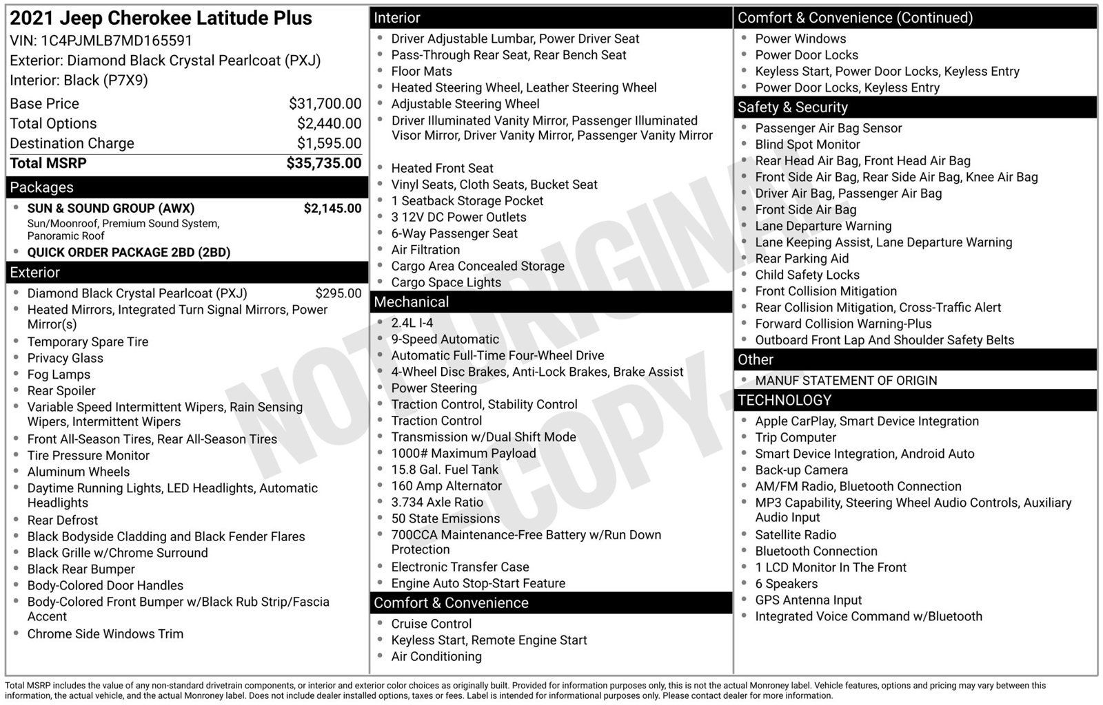 Used 2021 Jeep Cherokee Latitude Plus w/ Sun & Sound Group AWD/4WD image 3