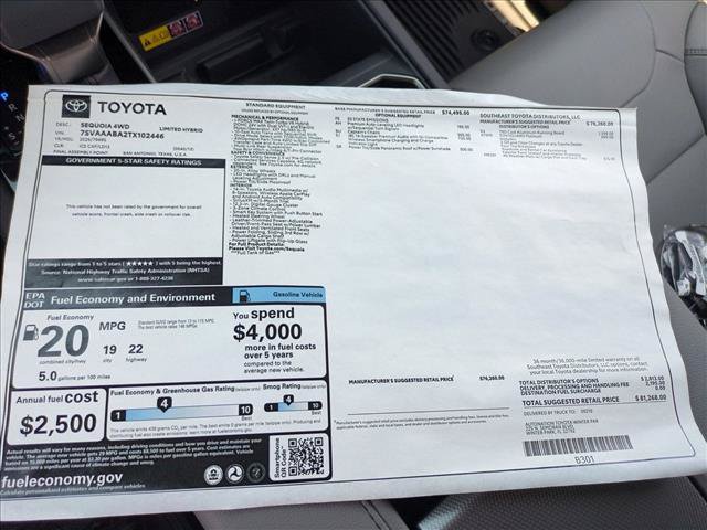 New 2026 Toyota Sequoia Limited AWD/4WD image 17