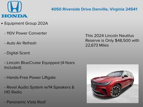 Used 2024 Lincoln Nautilus Reserve w/ Equipment Group 202A image 7