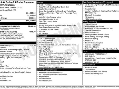 Used 2017 Audi A4 2.0T Ultra Premium w/ Audi MMI Navigation Plus image 2