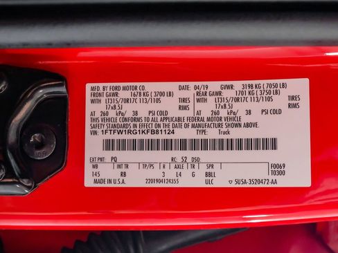 Used 2019 Ford F150 Raptor w/ Equipment Group 802A Luxury image 66