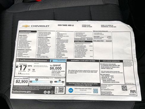 New 2026 Chevrolet Tahoe LS w/ LPO, Dark Essentials Package image 14