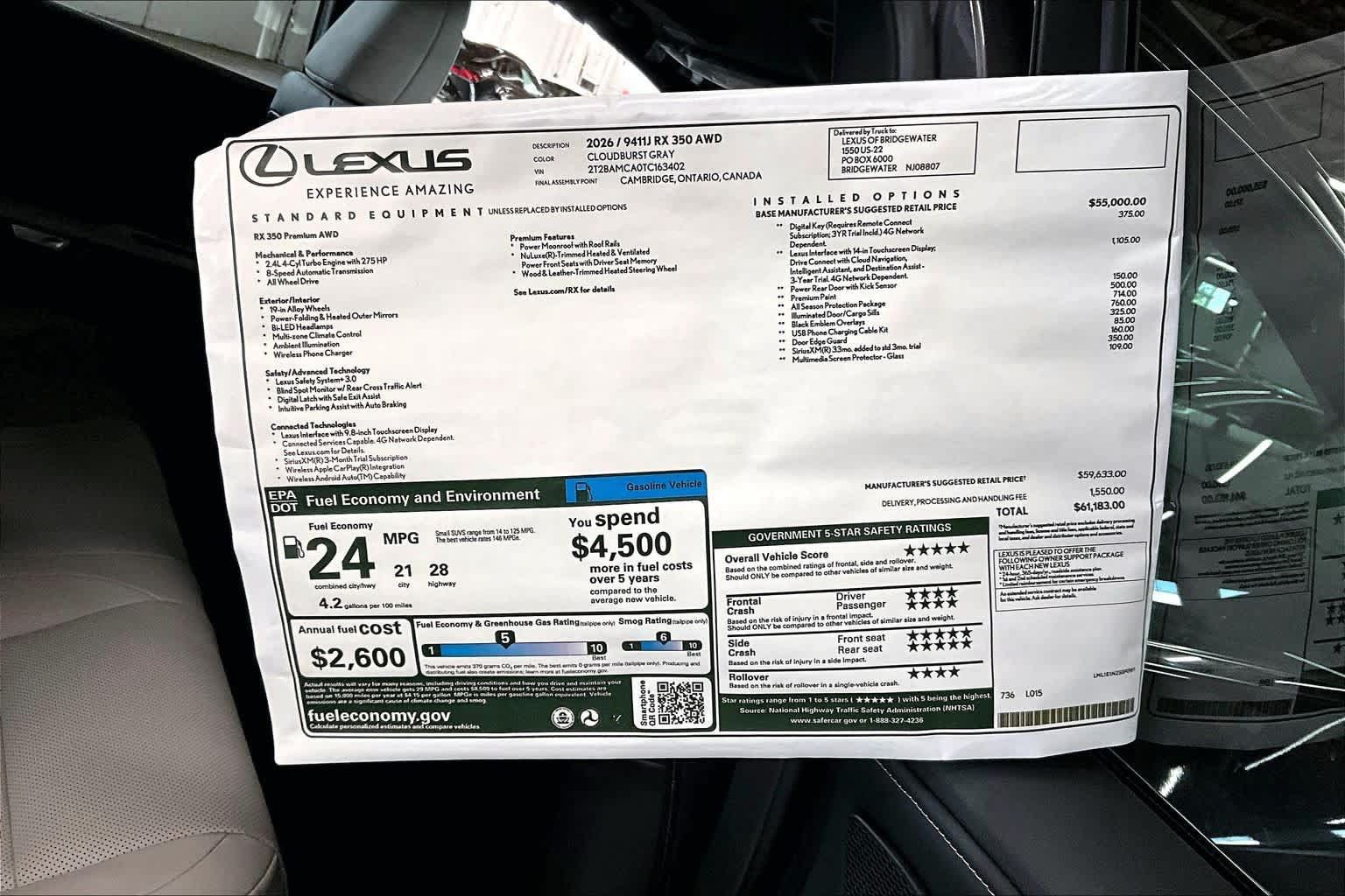 New 2026 Lexus RX 350 Premium w/ Accessory Package (K3) AWD/4WD image 14