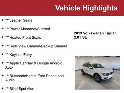 Used 2019 Volkswagen Tiguan SE w/ Panoramic Sunroof Package image 2