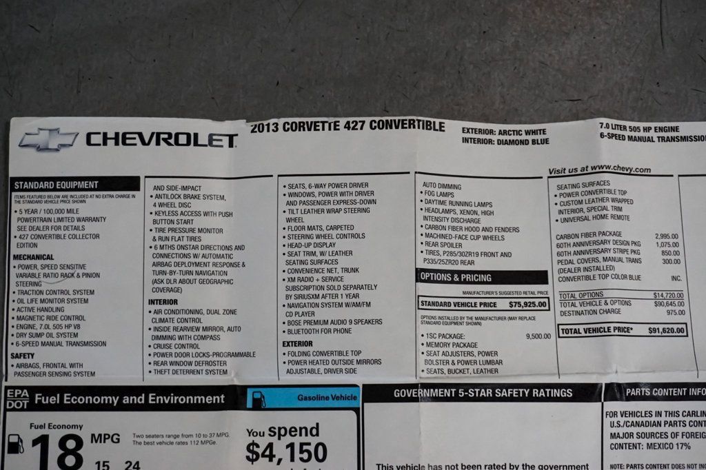 Used 2013 Chevrolet Corvette 427 Convertible w/ 1SC Preferred Equipment Group RWD image 99