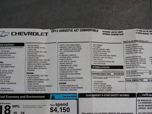 Used 2013 Chevrolet Corvette 427 w/ 1SC Preferred Equipment Group RWD image 99