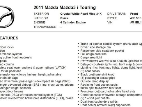 Used 2011 MAZDA MAZDA3 i Touring FWD image 18